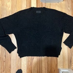 RTA Emma Black|Grey Distressed Cashmere Pullover L $450